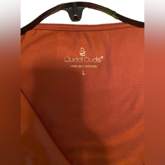 Cuddl Duds stretchy, brandy brown sleeveless dress with v ruffled layer size L - Picture 5 of 5